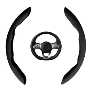 Premium PU Leatherette Black Steering Wheel Grip Cover for All Cars